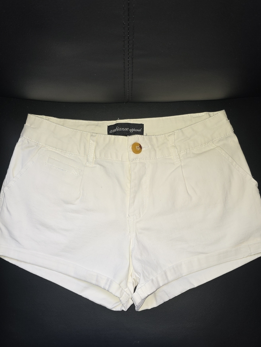 Ambiance Cream High-Waist Women's Cotton Shorts